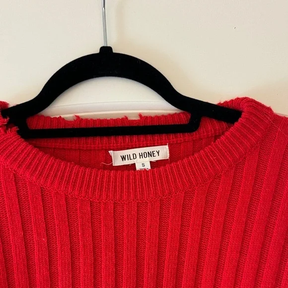 Wild Honey Vibrant Red Ribbed Sweater - Picture 2 of 6